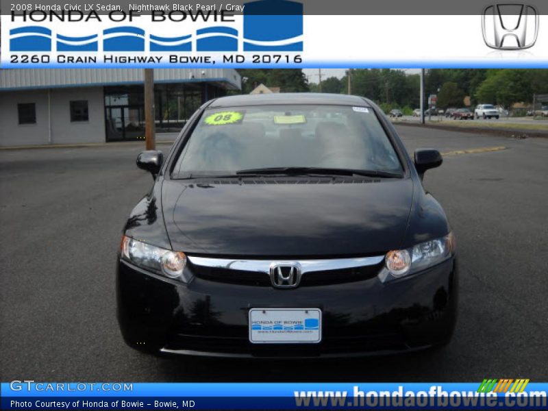 Nighthawk Black Pearl / Gray 2008 Honda Civic LX Sedan
