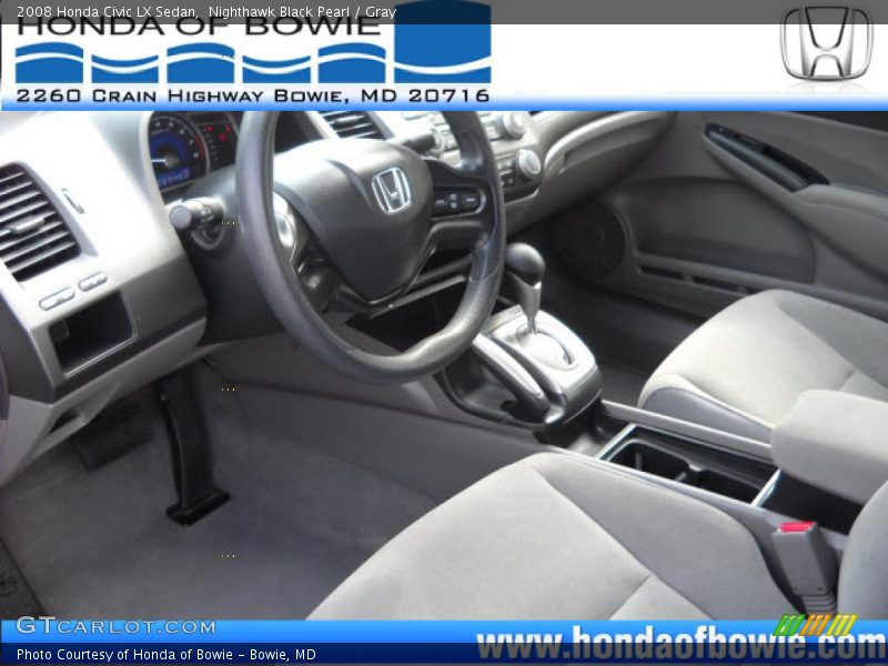 Nighthawk Black Pearl / Gray 2008 Honda Civic LX Sedan