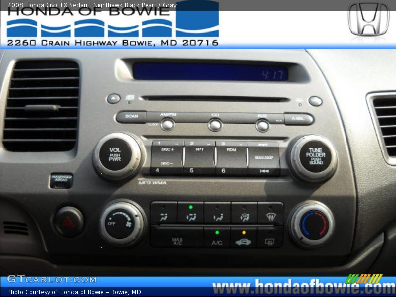 Nighthawk Black Pearl / Gray 2008 Honda Civic LX Sedan