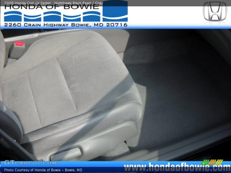 Nighthawk Black Pearl / Gray 2008 Honda Civic LX Sedan