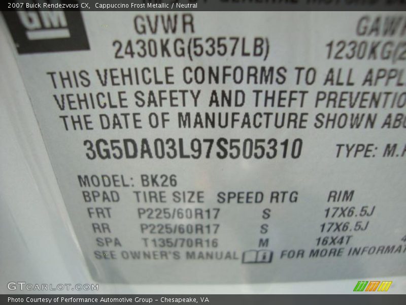 Cappuccino Frost Metallic / Neutral 2007 Buick Rendezvous CX