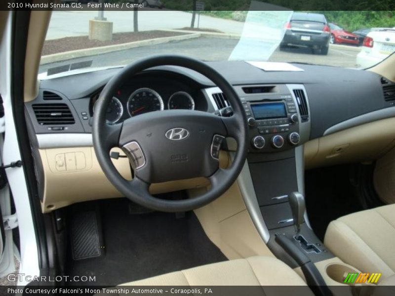 Pearl White / Camel 2010 Hyundai Sonata GLS