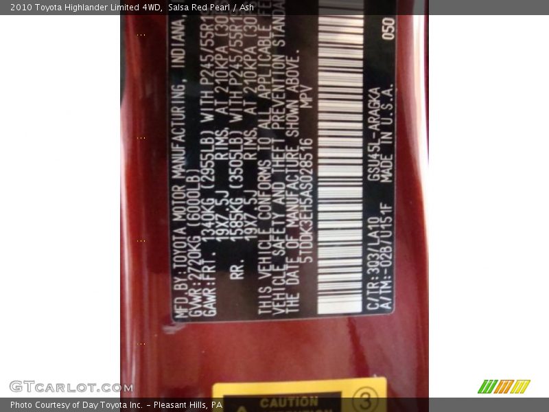 Salsa Red Pearl / Ash 2010 Toyota Highlander Limited 4WD