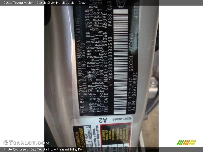 Classic Silver Metallic / Light Gray 2011 Toyota Avalon
