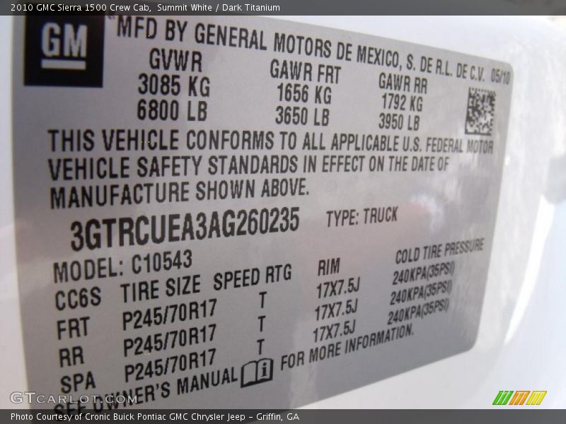 Summit White / Dark Titanium 2010 GMC Sierra 1500 Crew Cab