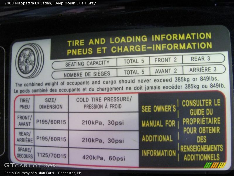 Deep Ocean Blue / Gray 2008 Kia Spectra EX Sedan