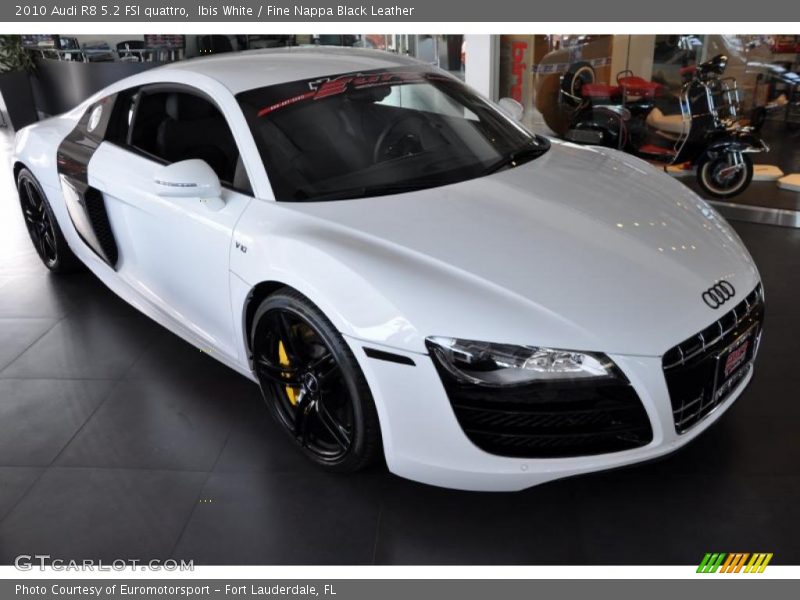 Ibis White / Fine Nappa Black Leather 2010 Audi R8 5.2 FSI quattro