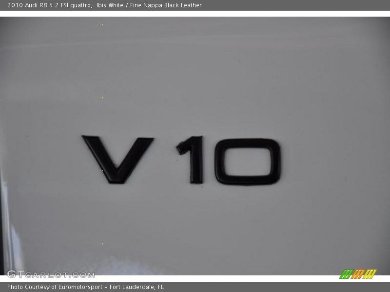 Ibis White / Fine Nappa Black Leather 2010 Audi R8 5.2 FSI quattro
