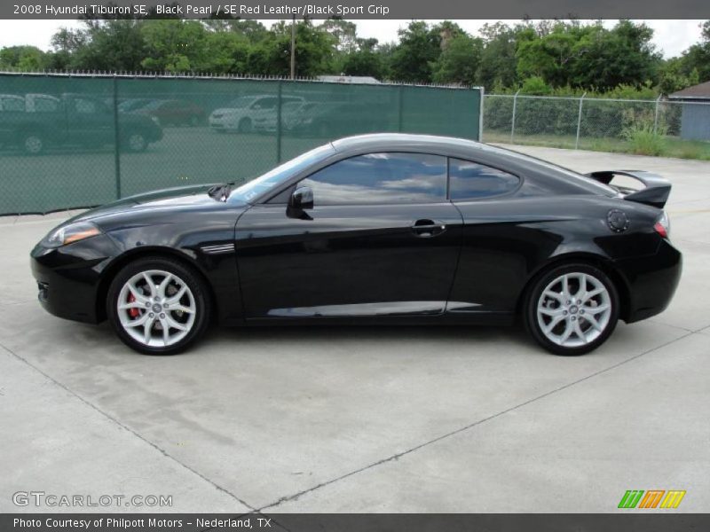 Black Pearl / SE Red Leather/Black Sport Grip 2008 Hyundai Tiburon SE