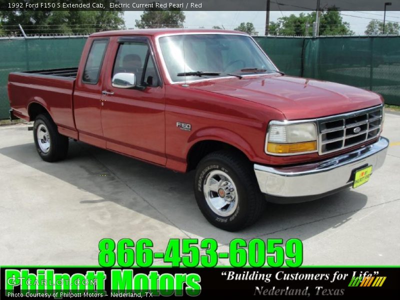Electric Current Red Pearl / Red 1992 Ford F150 S Extended Cab