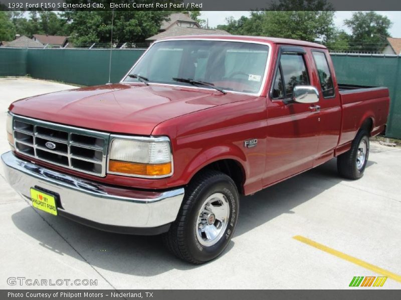 Electric Current Red Pearl / Red 1992 Ford F150 S Extended Cab