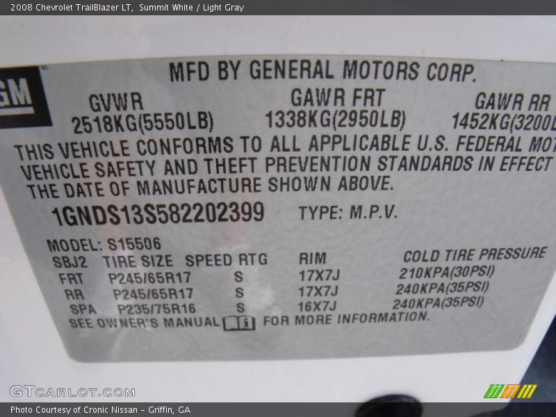 Summit White / Light Gray 2008 Chevrolet TrailBlazer LT