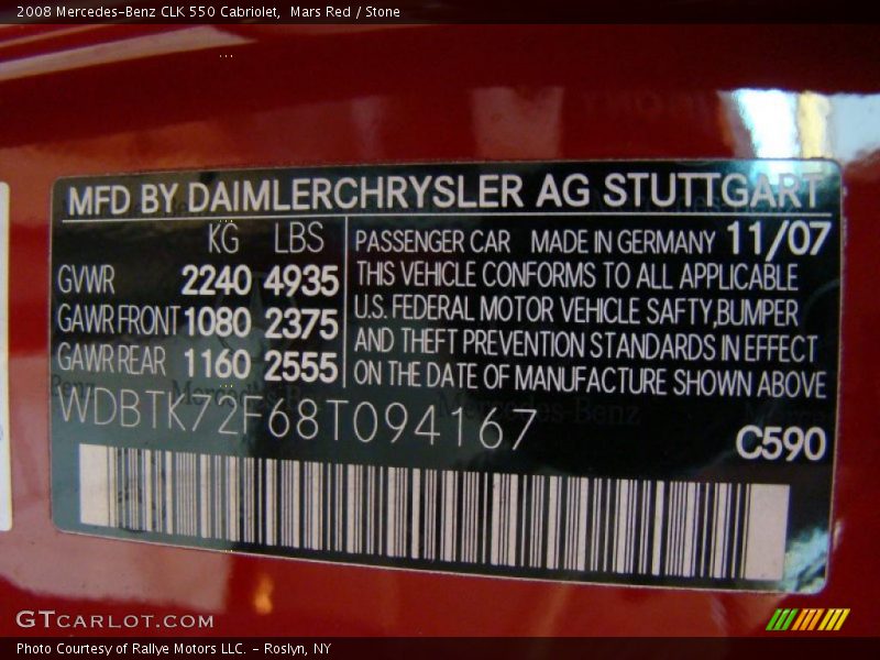 Mars Red / Stone 2008 Mercedes-Benz CLK 550 Cabriolet