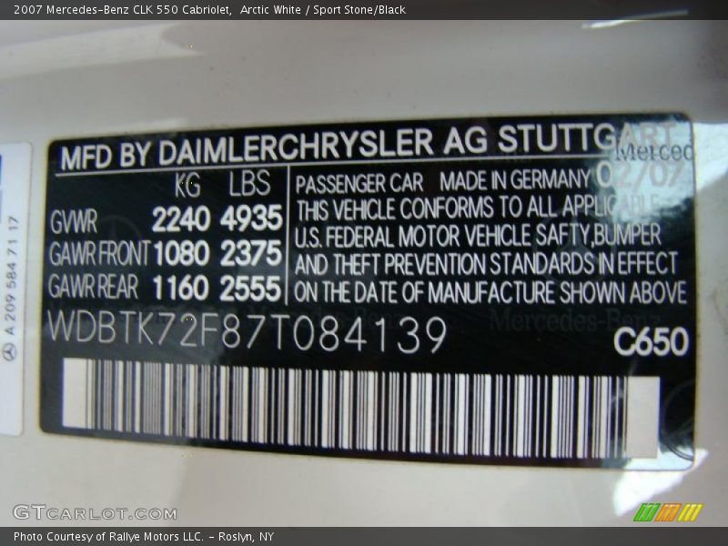 Arctic White / Sport Stone/Black 2007 Mercedes-Benz CLK 550 Cabriolet