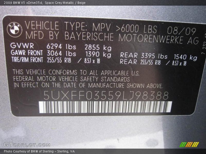 Space Grey Metallic / Beige 2009 BMW X5 xDrive35d