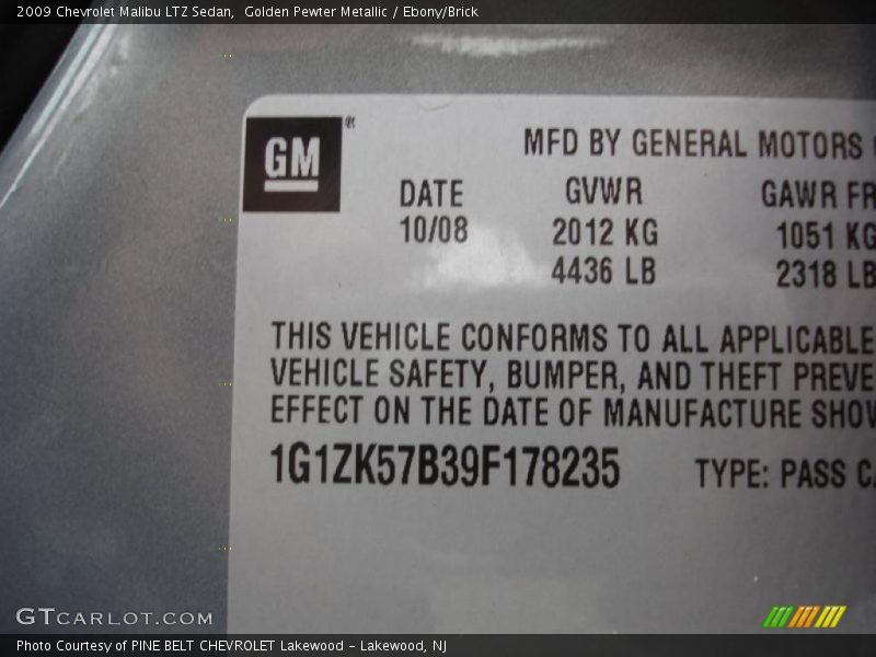 Golden Pewter Metallic / Ebony/Brick 2009 Chevrolet Malibu LTZ Sedan