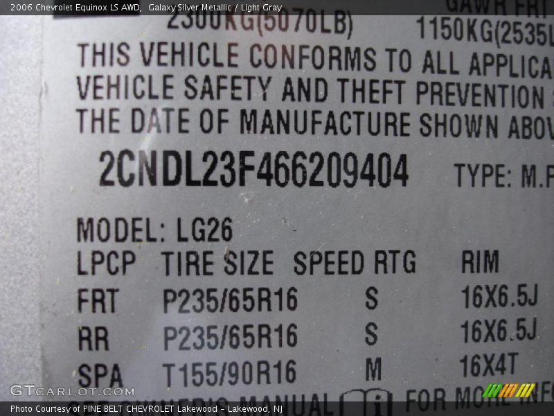Galaxy Silver Metallic / Light Gray 2006 Chevrolet Equinox LS AWD