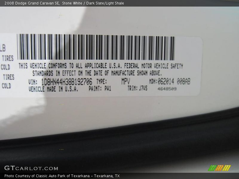 Stone White / Dark Slate/Light Shale 2008 Dodge Grand Caravan SE