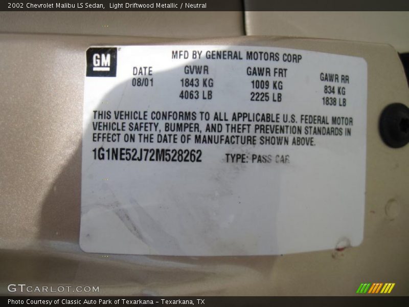 Light Driftwood Metallic / Neutral 2002 Chevrolet Malibu LS Sedan