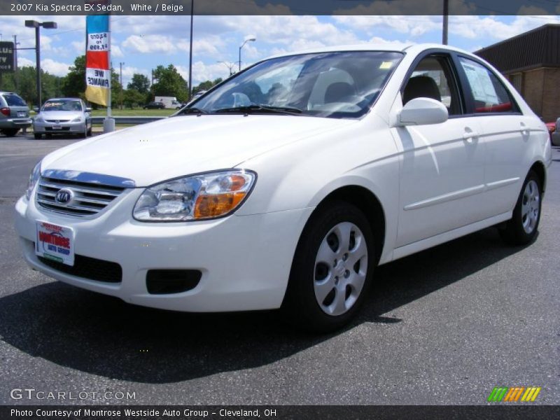 White / Beige 2007 Kia Spectra EX Sedan