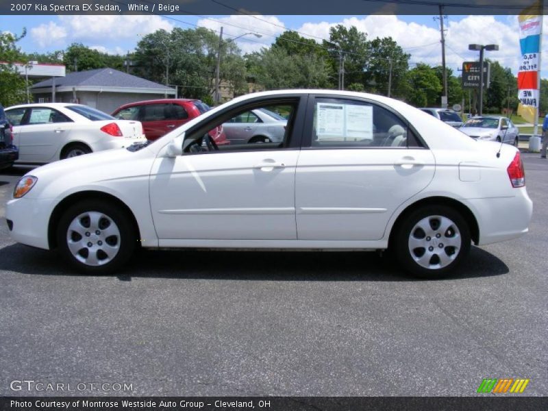 White / Beige 2007 Kia Spectra EX Sedan