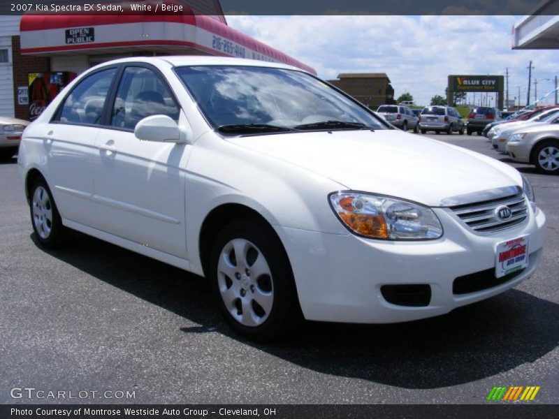 White / Beige 2007 Kia Spectra EX Sedan