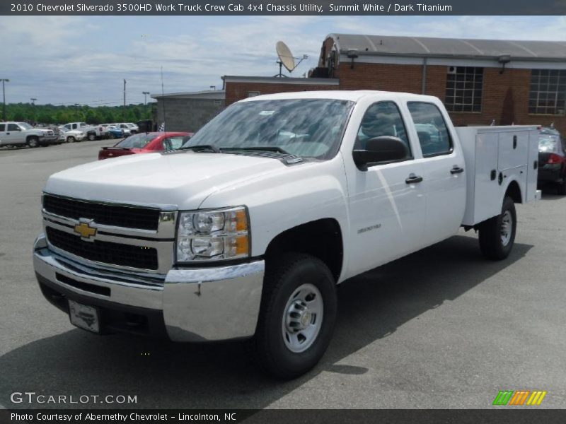 Summit White / Dark Titanium 2010 Chevrolet Silverado 3500HD Work Truck Crew Cab 4x4 Chassis Utility