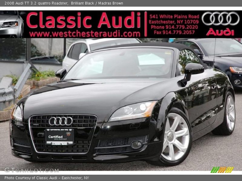 Brilliant Black / Madras Brown 2008 Audi TT 3.2 quattro Roadster