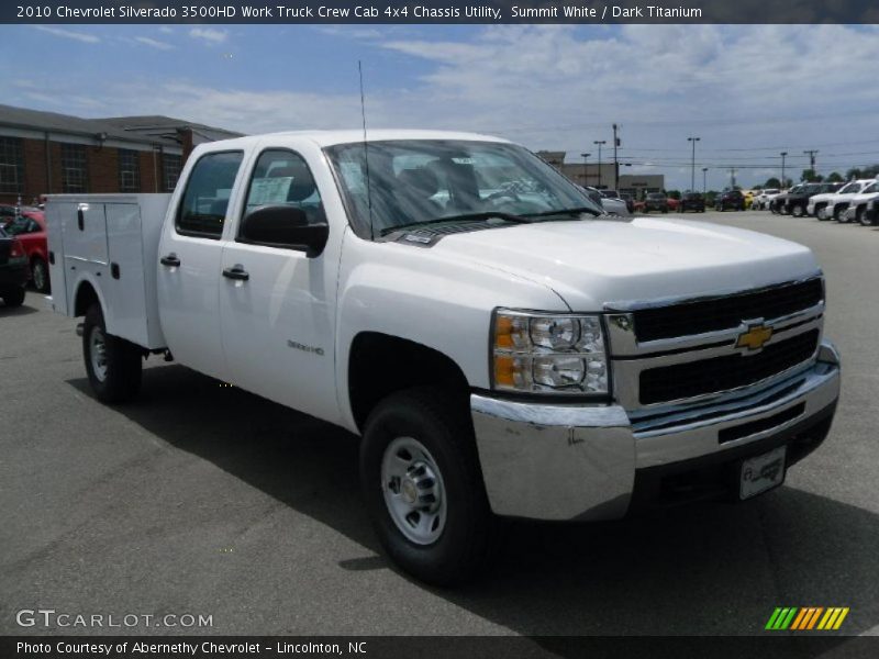 Summit White / Dark Titanium 2010 Chevrolet Silverado 3500HD Work Truck Crew Cab 4x4 Chassis Utility