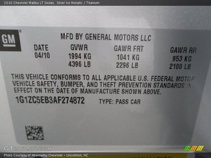 Silver Ice Metallic / Titanium 2010 Chevrolet Malibu LT Sedan