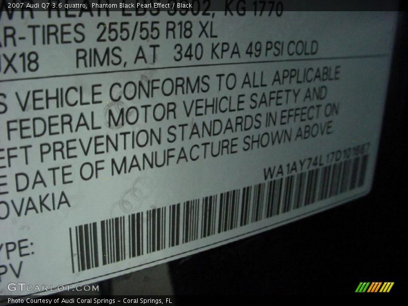 Phantom Black Pearl Effect / Black 2007 Audi Q7 3.6 quattro
