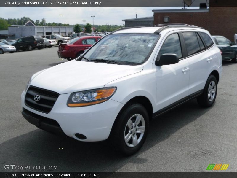 Powder White Pearl / Gray 2009 Hyundai Santa Fe GLS
