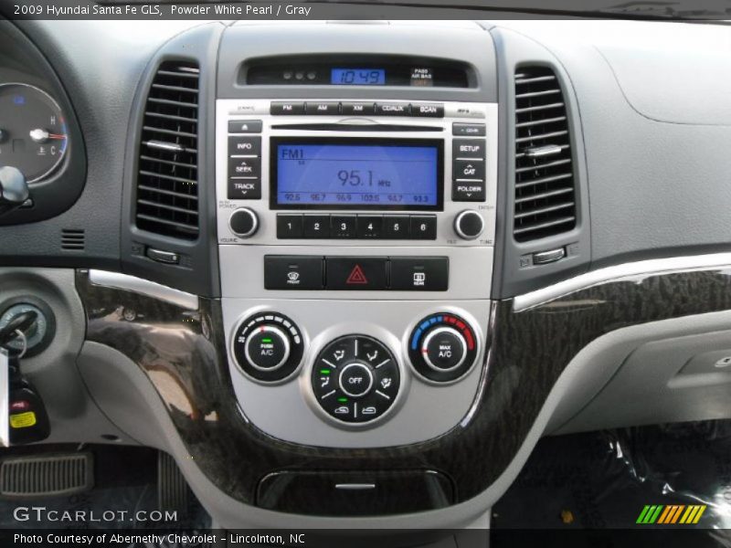 Powder White Pearl / Gray 2009 Hyundai Santa Fe GLS