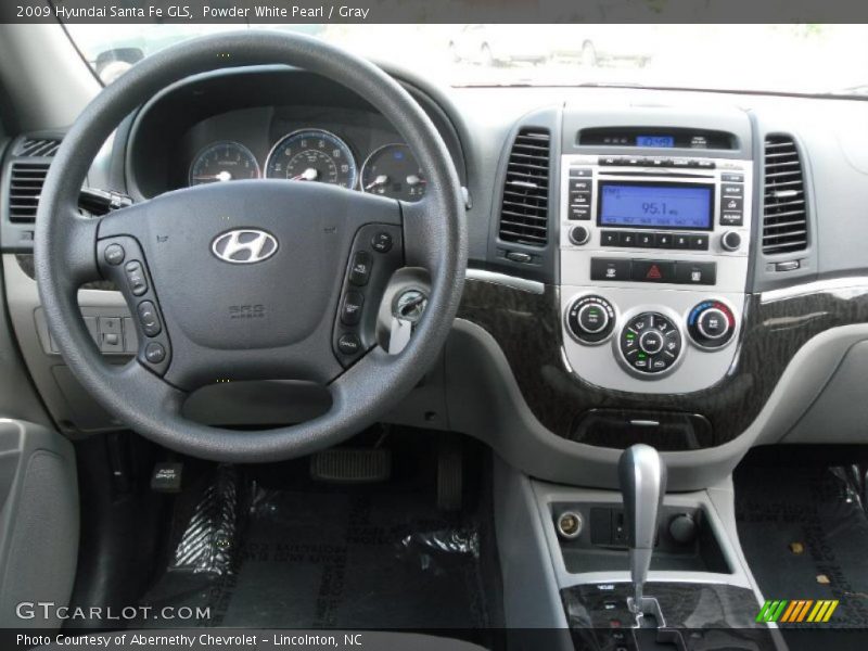 Powder White Pearl / Gray 2009 Hyundai Santa Fe GLS