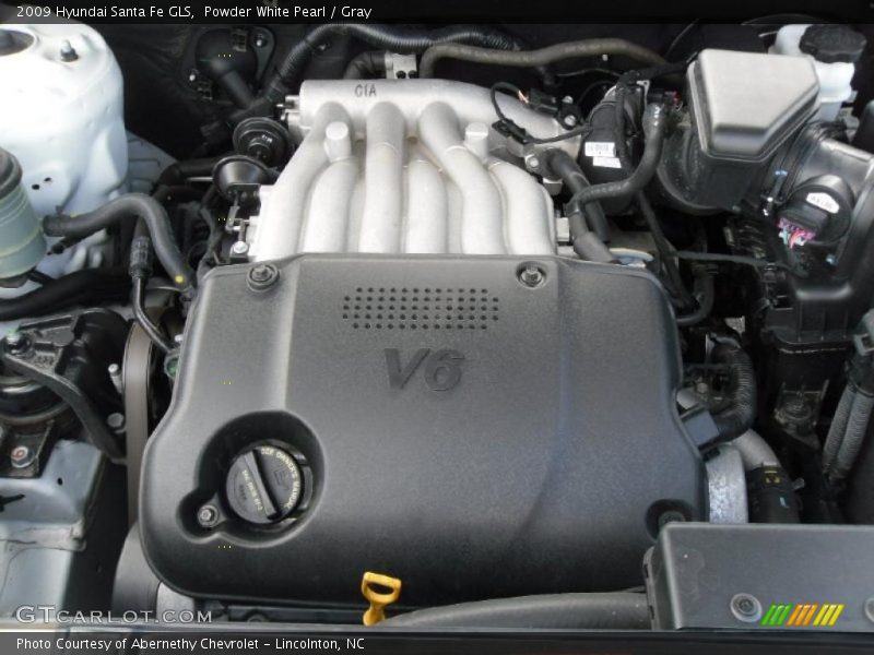 Powder White Pearl / Gray 2009 Hyundai Santa Fe GLS