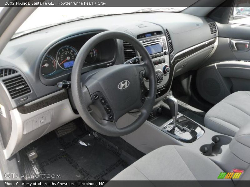 Powder White Pearl / Gray 2009 Hyundai Santa Fe GLS