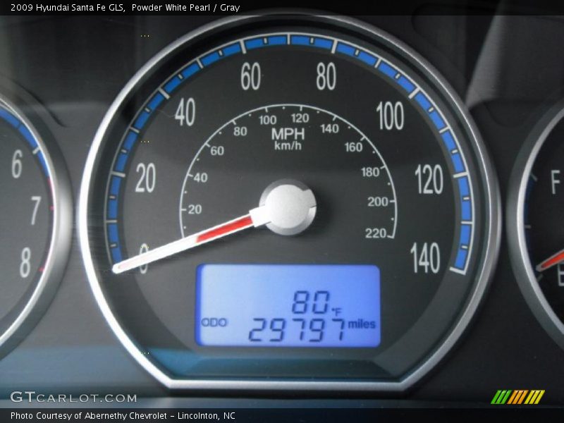 Powder White Pearl / Gray 2009 Hyundai Santa Fe GLS
