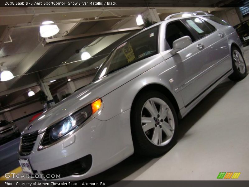 Snow Silver Metallic / Black 2008 Saab 9-5 Aero SportCombi