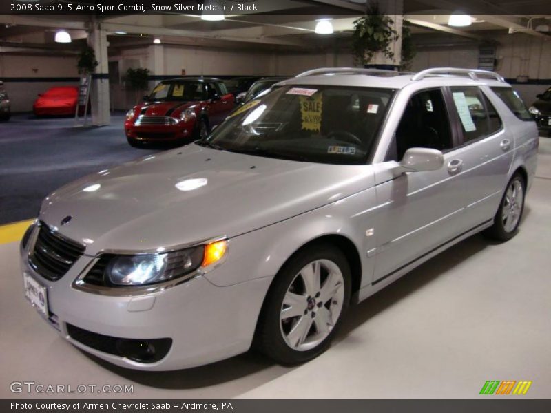 Snow Silver Metallic / Black 2008 Saab 9-5 Aero SportCombi