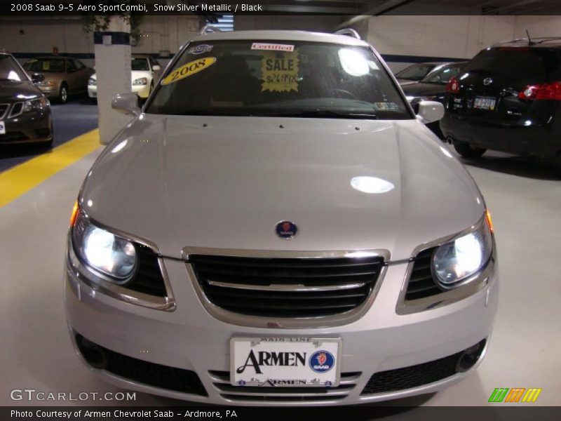 Snow Silver Metallic / Black 2008 Saab 9-5 Aero SportCombi
