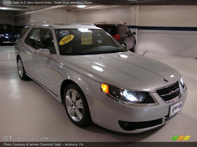 Snow Silver Metallic / Black 2008 Saab 9-5 Aero SportCombi