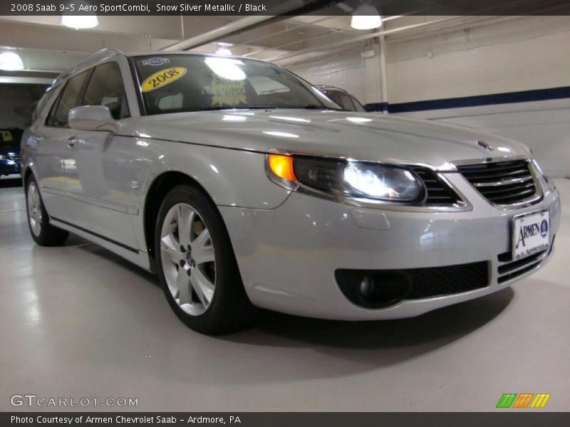 Snow Silver Metallic / Black 2008 Saab 9-5 Aero SportCombi