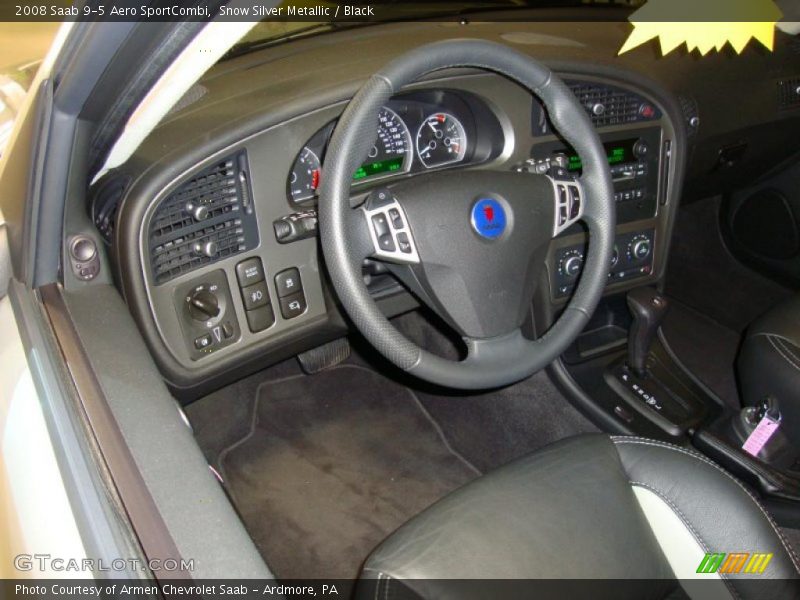 Snow Silver Metallic / Black 2008 Saab 9-5 Aero SportCombi