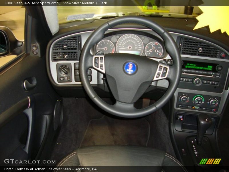 Snow Silver Metallic / Black 2008 Saab 9-5 Aero SportCombi