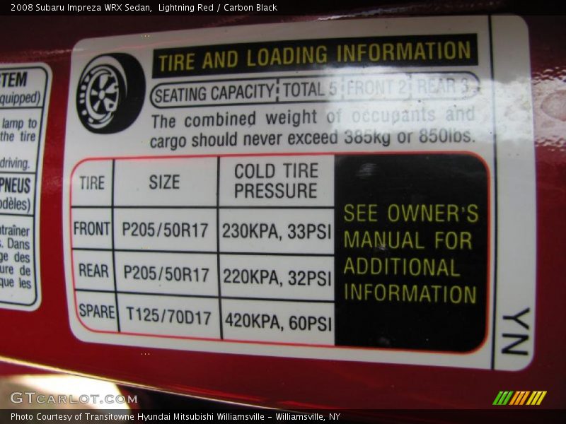 Lightning Red / Carbon Black 2008 Subaru Impreza WRX Sedan