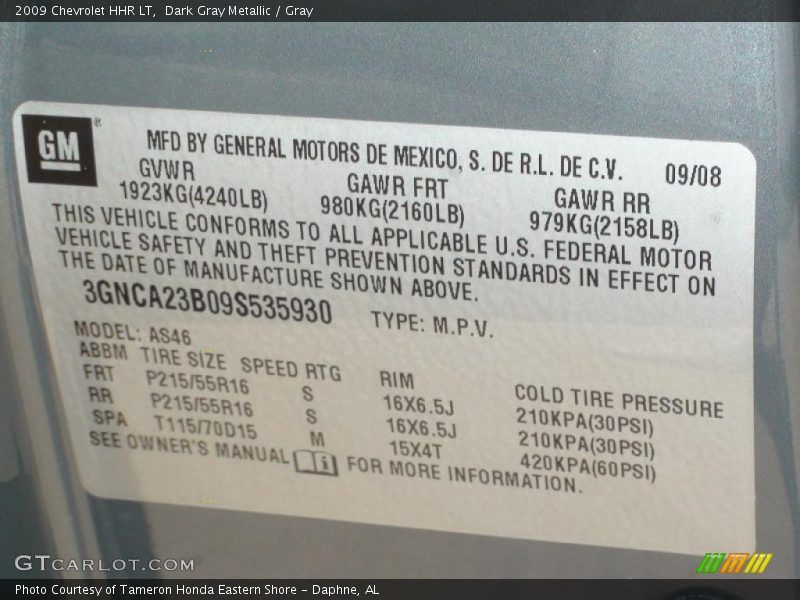 Dark Gray Metallic / Gray 2009 Chevrolet HHR LT