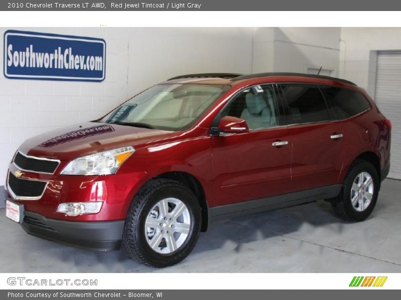 Red Jewel Tintcoat / Light Gray 2010 Chevrolet Traverse LT AWD