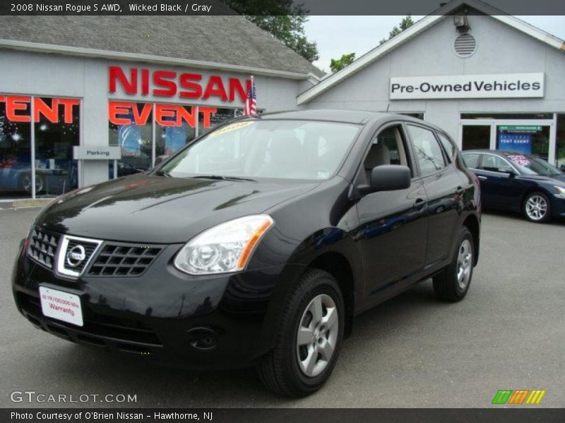 Wicked Black / Gray 2008 Nissan Rogue S AWD