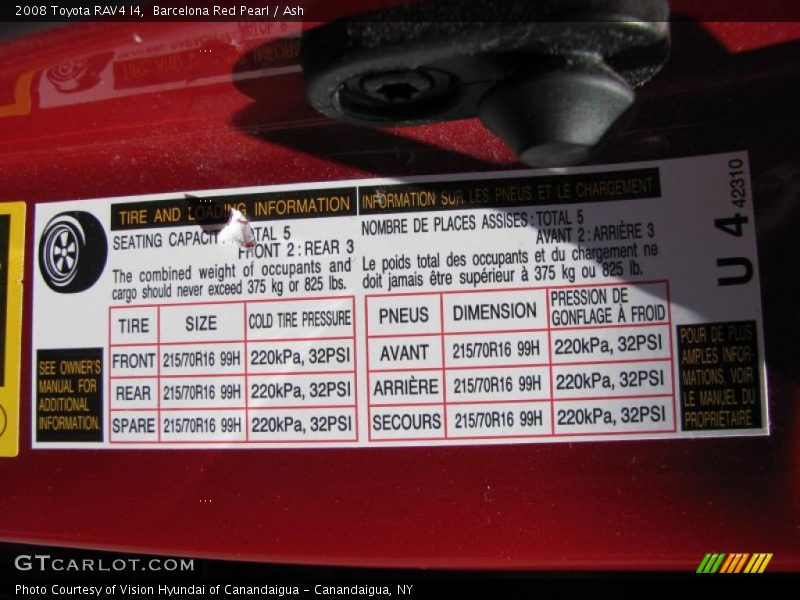 Barcelona Red Pearl / Ash 2008 Toyota RAV4 I4