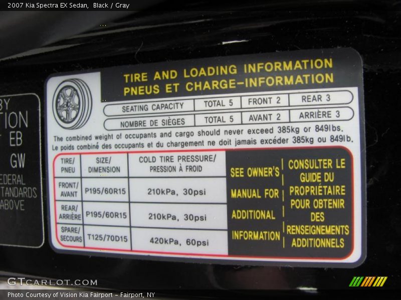 Black / Gray 2007 Kia Spectra EX Sedan